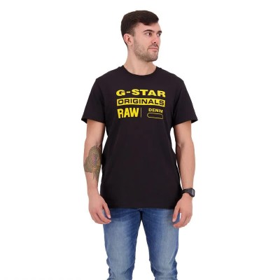 тениска,мъжки,тениски,g,star,graphic,8,ribbed,neck,short,sleeve,t,shirt,black,(dark,black)