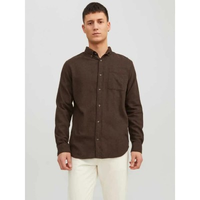 риза,с,дълъг,ръкав,мъжки,ризи,jack,&,jones,classic,melange,long,sleeve,shirt,seal,brown,(brown)