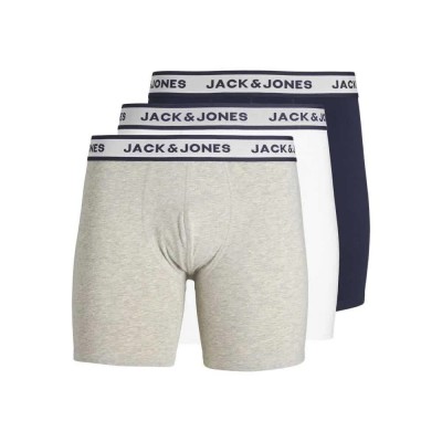 боксерки,мъжко,бельо,jack,&,jones,solid,boxers,3,units,light,grey,melange,pack,white,navy,blazer,(multicolor)