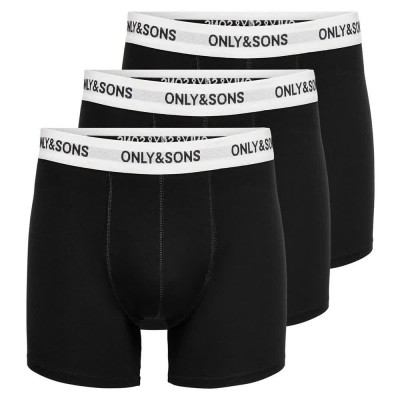 боксерки,мъжко,бельо,only,&,sons,fitz,solid,boxers,3,units,black,(black,detail,white,waist,black,logo)