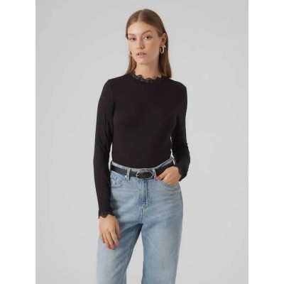 тениска,дамски,тениски,vero,moda,rosa,long,sleeve,high,neck,t,shirt,black