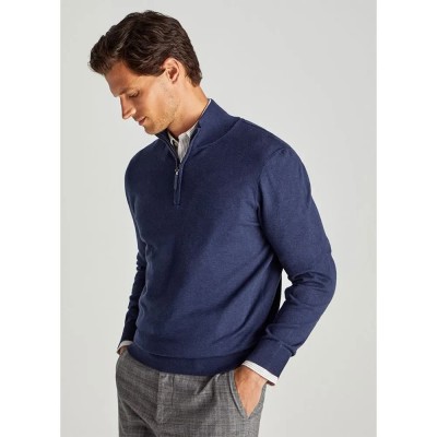 блуза,мъжки,пуловери,façonnable,cosilk,half,zip,sweater,blue,(marine,blue)