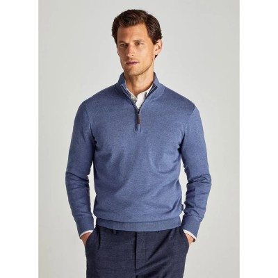 блуза,мъжки,пуловери,façonnable,cosilk,half,zip,sweater,blue,(pop,blue)