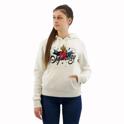 суичър,дамски,блузи,superdry,tattoo,script,graphic,hoodie,cream,(beige)