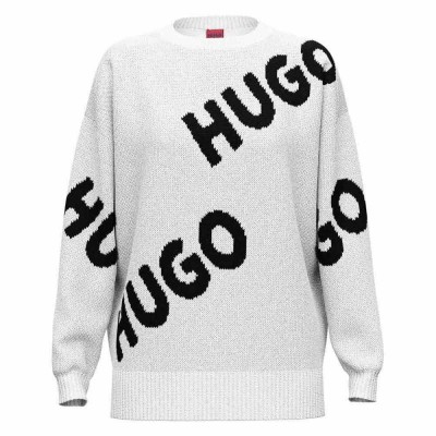 блуза,дамски,пуловери,дамски,плетени,дрехи,hugo,slaria,10250140,round,neck,sweater,white