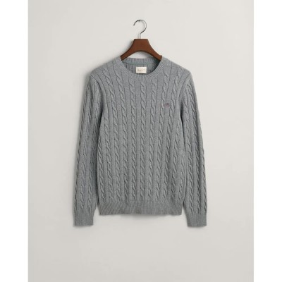 блуза,мъжки,пуловери,gant,cable,sweater,grey,melange,(grey)