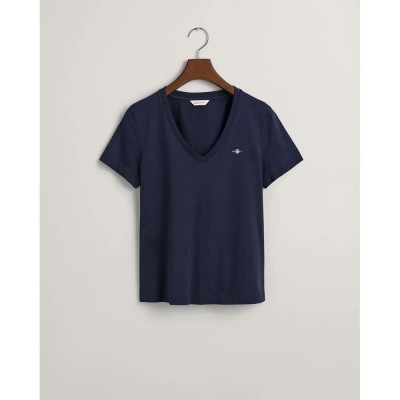тениска,дамски,тениски,gant,reg,shield,short,sleeve,v,neck,t,shirt,evening,blue,(blue)