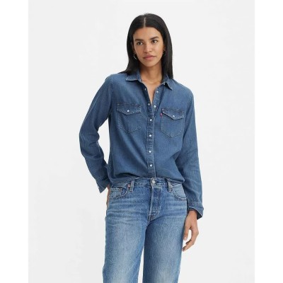 риза,с,дълъг,ръкав,дамски,блузи,дамски,ризи,levi´s,®,iconic,western,long,sleeve,shirt,blue,(paper,map,2)