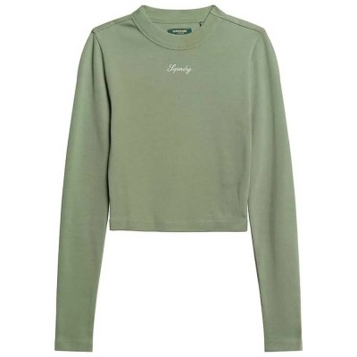 тениска,дамски,тениски,superdry,rib,embroidered,fitted,long,sleeve,t,shirt,green,(light,jade,green)