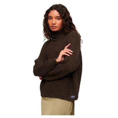 блуза,дамски,пуловери,дамски,плетени,дрехи,superdry,slouchy,stitch,roll,neck,sweater,brown