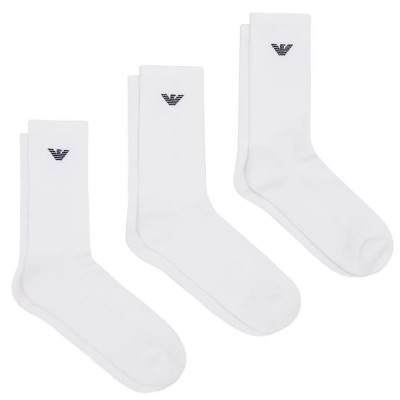 чорапи,мъжки,чорапи,emporio,armani,303133,long,socks,3,pairs,white,(white)