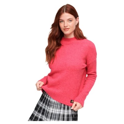 блуза,дамски,пуловери,дамски,плетени,дрехи,superdry,essential,high,neck,sweater,pink,(raspberry)