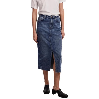 пола,дамски,поли,и,рокли,pieces,jessie,denim,high,waist,midi,skirt,blue,(medium,blue,denim)