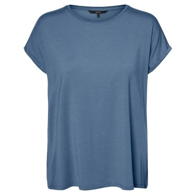 тениска,дамски,тениски,vero,moda,ava,plain,short,sleeve,t,shirt,coronet,blue,(blue)