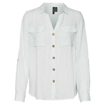 риза,с,дълъг,ръкав,дамски,блузи,дамски,ризи,vero,moda,bumpy,long,sleeve,shirt,silt,green,stripes,snow,white,(white)