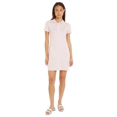 рокля,дамски,поли,и,рокли,tommy,hilfiger,1985,pique,slim,fit,short,sleeve,dress,pink