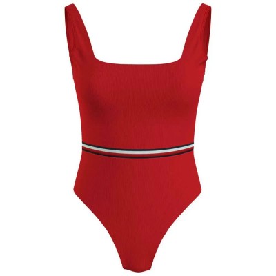 бански,костюм,дамски,бански,костюми,tommy,hilfiger,square,neck,one,piece,swimsuit,primary,red,(red)