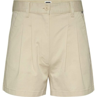 дънки,дамски,панталони,tommy,jeans,claire,pleated,shorts,beige