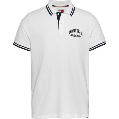 дънки,мъжки,блузи,с,яка,tommy,jeans,reg,tipping,short,sleeve,polo,white