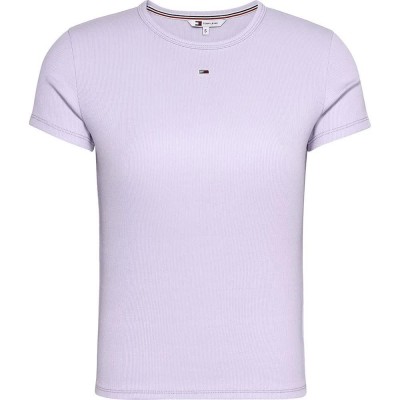 тениска,дамски,тениски,tommy,jeans,slim,essential,ext,short,sleeve,t,shirt,purple,(lavender,flower)