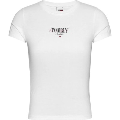 тениска,дамски,тениски,tommy,jeans,slim,essntl,logo,1,ext,short,sleeve,t,shirt,white,(white)