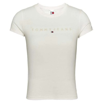тениска,дамски,тениски,tommy,jeans,slim,tonal,linear,short,sleeve,t,shirt,beige,(ancient,white)
