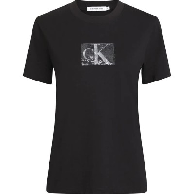 тениска,дамски,тениски,calvin,klein,jeans,sequin,short,sleeve,t,shirt,black,(black)