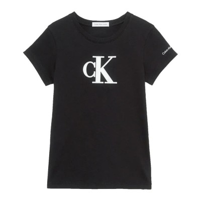 тениска,детски,тениски,calvin,klein,jeans,metallic,monogram,slim,short,sleeve,t,shirt,black,(black)