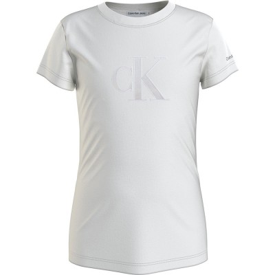 тениска,детски,тениски,calvin,klein,jeans,metallic,monogram,slim,short,sleeve,t,shirt,white