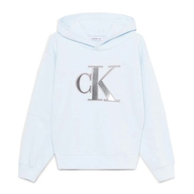 суичър,детски,блузи,calvin,klein,jeans,metallic,satin,monogram,hoodie,blue