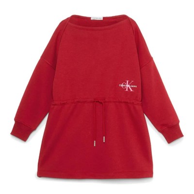 дънки,дамски,поли,и,рокли,calvin,klein,jeans,monogram,off,placed,long,sleeve,short,dress,red,(bold,red)