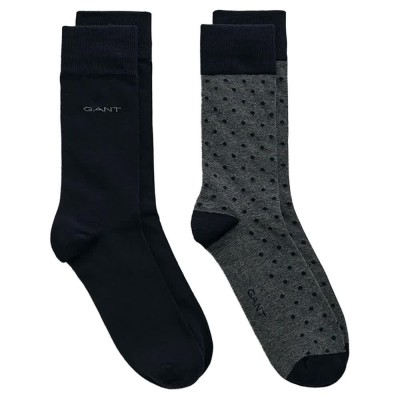 чорапи,мъжки,чорапи,gant,dot,and,solid,socks,2,pairs,blue,grey,(charcoal,melange)