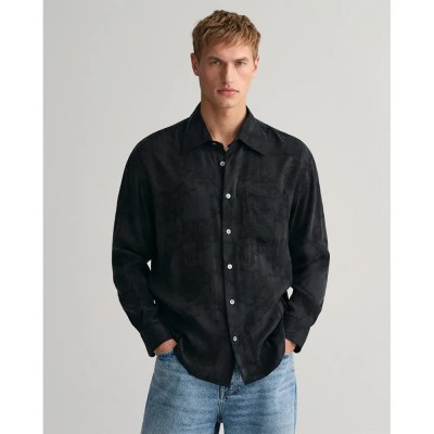 риза,с,дълъг,ръкав,мъжки,ризи,gant,rel,cupro,viscose,jacquard,long,sleeve,shirt,black,(black)