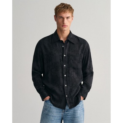 риза,с,къс,ръкав,мъжки,ризи,gant,rel,cupro,viscose,jacquard,short,sleeve,shirt,black