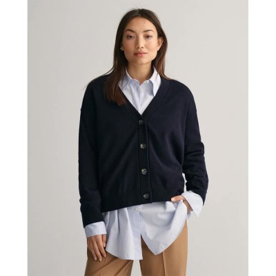 жилетка,дамски,пуловери,дамски,плетени,дрехи,gant,superfine,lambswool,cardigan,blue