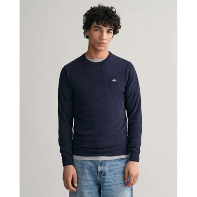 блуза,мъжки,пуловери,gant,superfine,lambswool,sweater,dark,navy,melange,(blue)