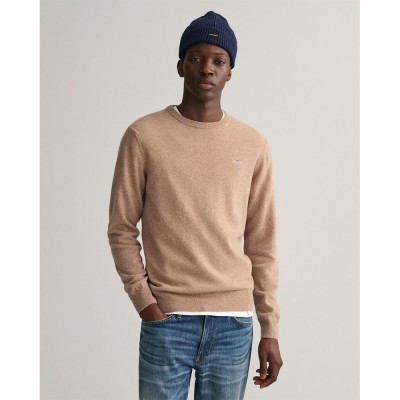 блуза,мъжки,пуловери,gant,superfine,lambswool,crew,neck,sweater,brown