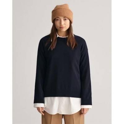 блуза,дамски,пуловери,дамски,плетени,дрехи,gant,superfine,lambswool,sweater,evening,blue,(blue)