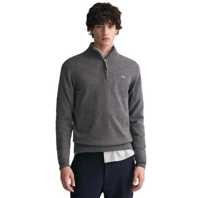 блуза,мъжки,пуловери,gant,superfine,lambswool,half,zip,sweater,charcoal,melange,(grey)
