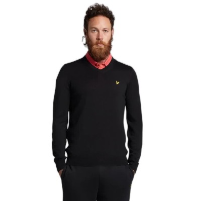 блуза,мъжки,пуловери,lyle,&,scott,v,neck,sweater,jet,black,(black)