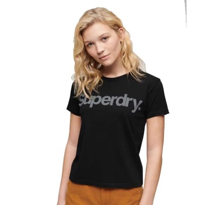 тениска,дамски,тениски,superdry,core,logo,city,fitted,short,sleeve,t,shirt,black,(black)