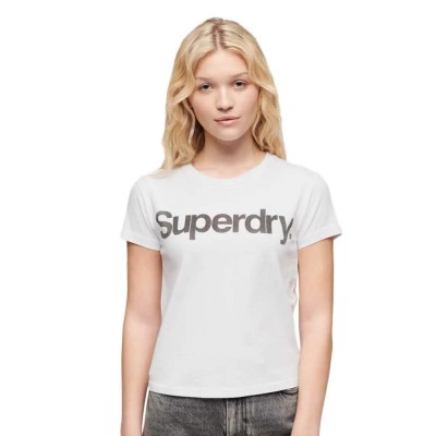 тениска,дамски,тениски,superdry,core,logo,city,fitted,short,sleeve,t,shirt,brilliant,white,(white)