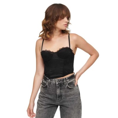 тениска,дамски,тениски,superdry,lace,satin,corset,sleeveless,t,shirt,grey