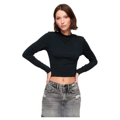 фланелка,с,дълъг,ръкав,дамски,топове,superdry,open,back,long,sleeve,top,black,(black)