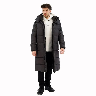 яке,мъжки,якета,superdry,rips,longline,puffer,jacket,brown,(black,grid)