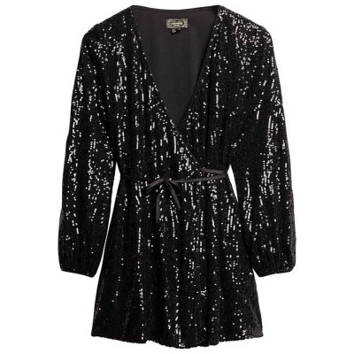 рокля,дамски,поли,и,рокли,superdry,sequin,wrap,long,sleeve,short,dress,black