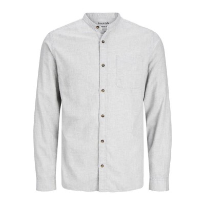 риза,с,дълъг,ръкав,мъжки,ризи,jack,&,jones,band,melange,long,sleeve,shirt,white,(light,grey,melange)