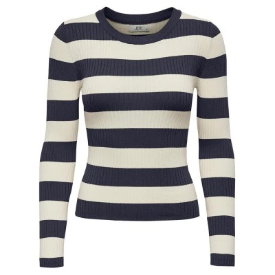 блуза,дамски,пуловери,дамски,плетени,дрехи,jdy,plum,sweater,sky,captain,stripes,w,eggnog,stripes,(beige,blue)