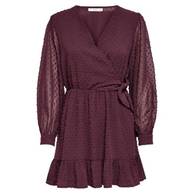рокля,дамски,поли,и,рокли,only,tiva,dobby,fake,wrap,long,sleeve,short,dress,sassafras,(red)