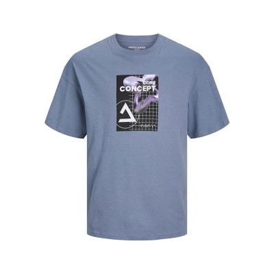 тениска,мъжки,тениски,jack,&,jones,flower,text,gc,short,sleeve,t,shirt,flint,stone,(blue)